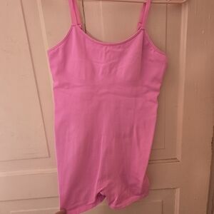 PINK Victoria's Secret Bright Pink Ribbed Tank Romper